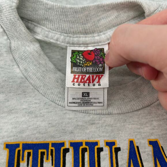 VTG 90s Men's Grey Fruit of the Loom Lithuanian Graphic Single Stitch T Shirt XL - Picture 2 of 6